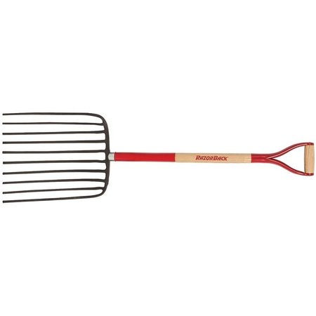 Razor-Back Cotton Seed Fork, 1534 in W Tine, 16 in L Tines, Diamond Shaped Tine, 10 Tine, Steel Tine 76144